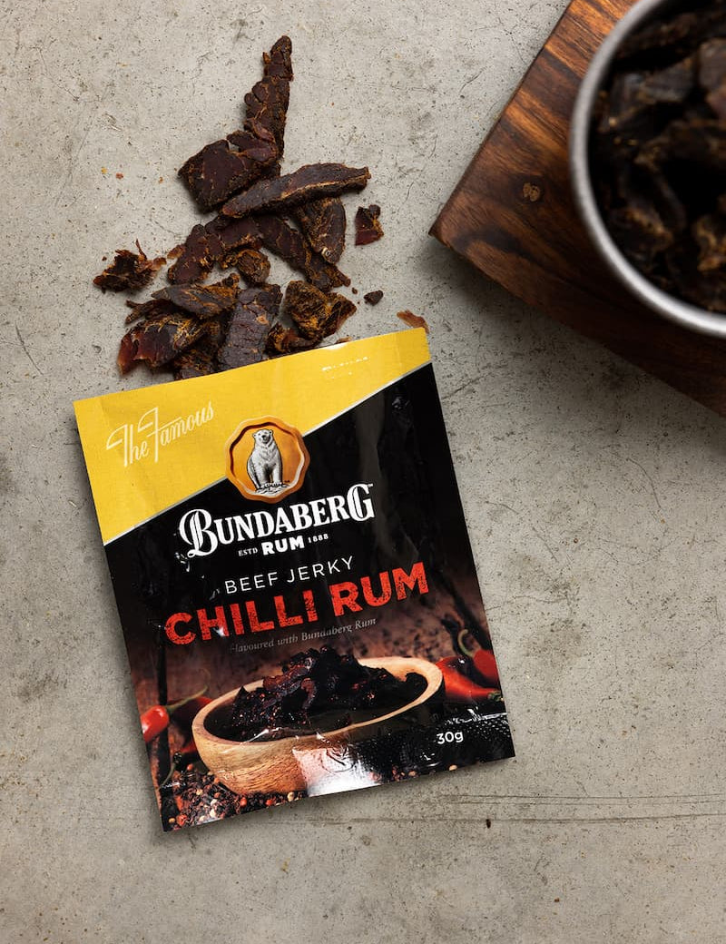 Chilli Rum Beef Jerky flatlay