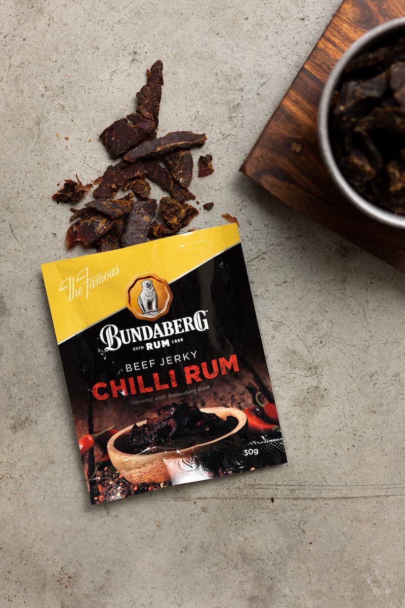 Chilli Rum Beef Jerky flatlay