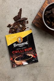 Chilli Rum Beef Jerky flatlay