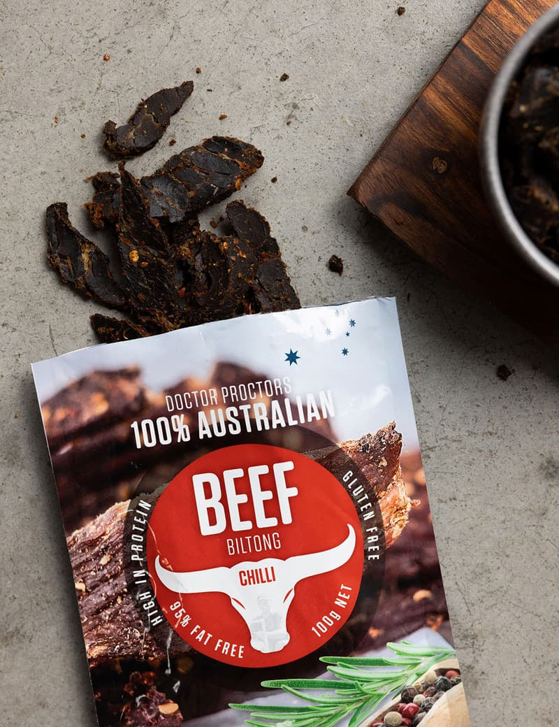 Chilli beef biltong flatlay