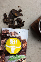 Sweet Teryaki biltong on table